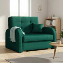 Viva Gold I Compact Single Sofa Bed With Storage And Modern Upholstered Design Green - thumbnail 1