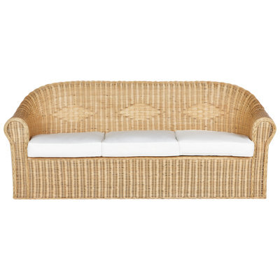 Beliani Garden Sofa 3 Seater Livadeia Rattan Natural - image 1