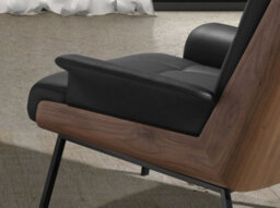 Angel Cerda Stylish Black And Walnut Leatherette Armchair For Modern Living Spaces - thumbnail 4