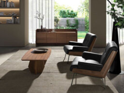 Angel Cerda Stylish Black And Walnut Leatherette Armchair For Modern Living Spaces - thumbnail 6