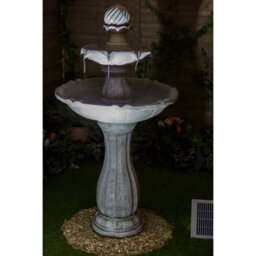 Primrose White Solar Water Fountain Imperial Round 2 Tiered With Lights H112Cm - thumbnail 5