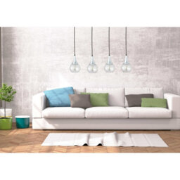 Luminosa Lighting Luminosa Lacrima Bar Pendant Ceiling Light Black, Silver Transparent Glass Shade 4X E27 - thumbnail 3