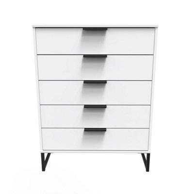Beijing 5 Drawer Chest Of Drawers In White Matt (Ready Assembled) - image 1