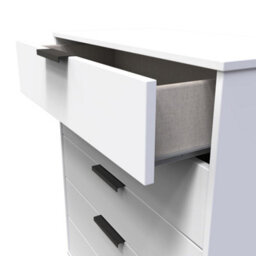 Beijing 5 Drawer Chest Of Drawers In White Matt (Ready Assembled) - thumbnail 5