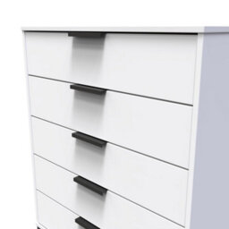 Beijing 5 Drawer Chest Of Drawers In White Matt (Ready Assembled) - thumbnail 4