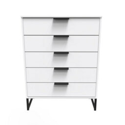 Beijing 5 Drawer Chest Of Drawers In White Matt (Ready Assembled) - thumbnail 1
