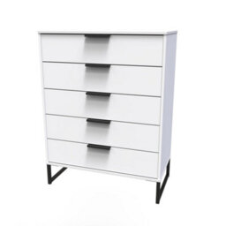 Beijing 5 Drawer Chest Of Drawers In White Matt (Ready Assembled) - thumbnail 3