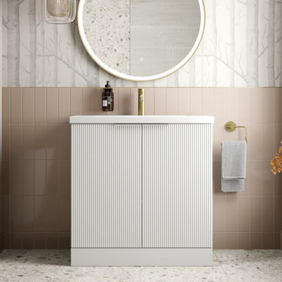 Affine Bathroom Vanity Unit Basin Sink Free Standing 800mm Door Cabinet Storage White - image 1