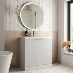 Affine Bathroom Vanity Unit Basin Sink Free Standing 800mm Door Cabinet Storage White - thumbnail 4