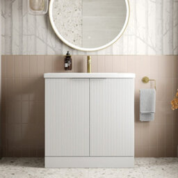Aveli Bathroom Vanity Unit Basin Sink Free Standing 800mm Door Cabinet Storage White
