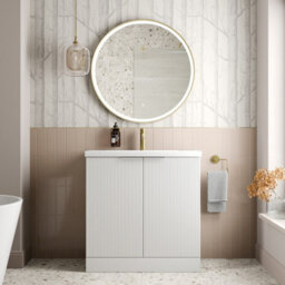 Affine Bathroom Vanity Unit Basin Sink Free Standing 800mm Door Cabinet Storage White - thumbnail 2
