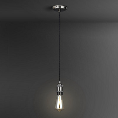 Colours Satin Grey Pewter Effect Pendant Ceiling Light, (Dia)100mm - image 1