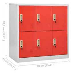 Berkfield Locker Cabinet Light Grey And Red 90X45X92.5 Cm Steel - thumbnail 8