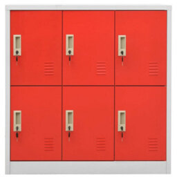Berkfield Locker Cabinet Light Grey And Red 90X45X92.5 Cm Steel - thumbnail 2