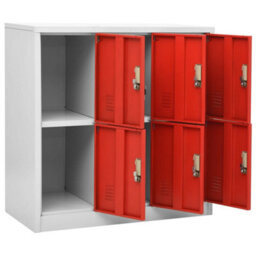 Berkfield Locker Cabinet Light Grey And Red 90X45X92.5 Cm Steel - thumbnail 5