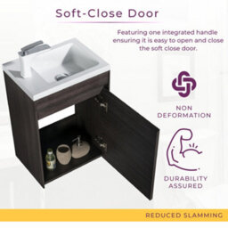 Plum&clay Rigel Dark Oak Wall Hung Cloakroom Vanity Unit With Resin Basin (W)55Cm (H)63Cm - thumbnail 5