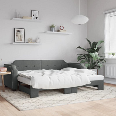 Berkfield Daybed With Trundle Dark Grey 90X190 Cm Fabric - image 1