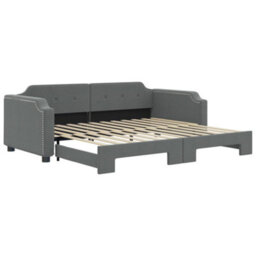 Berkfield Daybed With Trundle Dark Grey 90X190 Cm Fabric - thumbnail 2