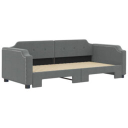 Berkfield Daybed With Trundle Dark Grey 90X190 Cm Fabric - thumbnail 3