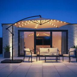 Jack Stonehouse Jsh 3M Hanging Banana Cantilever Parasol With Led Lights - Beige - thumbnail 1