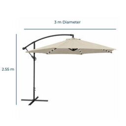 Jack Stonehouse Jsh 3M Hanging Banana Cantilever Parasol With Led Lights - Beige - thumbnail 3
