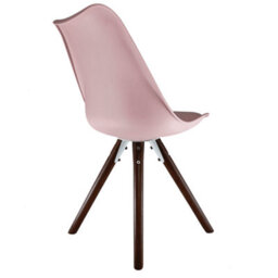 Fusion Living Soho Blush Pink Plastic Dining Chair With Pyramid Dark Wood Legs - thumbnail 5