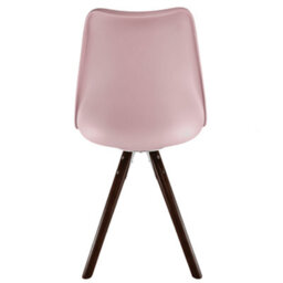 Fusion Living Soho Blush Pink Plastic Dining Chair With Pyramid Dark Wood Legs - thumbnail 4