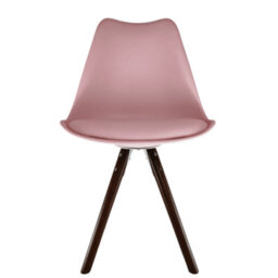 Fusion Living Soho Blush Pink Plastic Dining Chair With Pyramid Dark Wood Legs - thumbnail 7