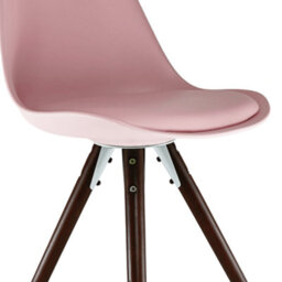 Fusion Living Soho Blush Pink Plastic Dining Chair With Pyramid Dark Wood Legs - thumbnail 3