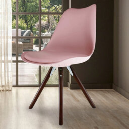 Fusion Living Soho Blush Pink Plastic Dining Chair With Pyramid Dark Wood Legs - thumbnail 2