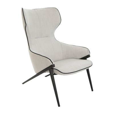 Angel Cerda Stylish Grey Fabric Armchair With Black Steel Legs - image 1