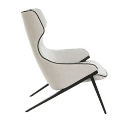 Angel Cerda Stylish Grey Fabric Armchair With Black Steel Legs - thumbnail 6