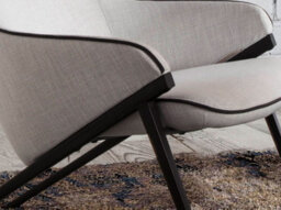 Angel Cerda Stylish Grey Fabric Armchair With Black Steel Legs - thumbnail 4