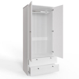 Fwstyle Artus 3 Piece White Bedroom Furniture Set - 6 Drawer Chest, 2 Drawer Bedside, 2 Door 2 Drawer Wardrobe - thumbnail 4