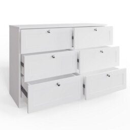 Fwstyle Artus 3 Piece White Bedroom Furniture Set - 6 Drawer Chest, 2 Drawer Bedside, 2 Door 2 Drawer Wardrobe - thumbnail 3