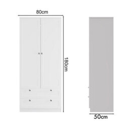 Fwstyle Artus 3 Piece White Bedroom Furniture Set - 6 Drawer Chest, 2 Drawer Bedside, 2 Door 2 Drawer Wardrobe - thumbnail 6