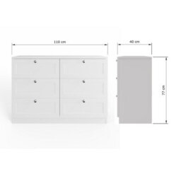 Fwstyle Artus 3 Piece White Bedroom Furniture Set - 6 Drawer Chest, 2 Drawer Bedside, 2 Door 2 Drawer Wardrobe - thumbnail 5