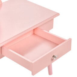 Wyld and Coco Brightnest Pink Kids Dressing Table With Mirror, Stool And Drawer - Compact Child-Friendly Vanity (W62 X D40 X H102Cm) - thumbnail 7