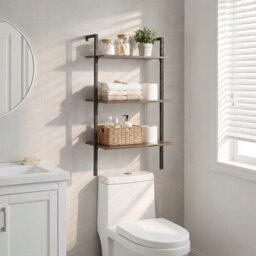 Gainoom 3-Tier Industrial Wall Mounted Shelves Wooden Floating Shelving Unit - thumbnail 7