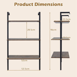 Gainoom 3-Tier Industrial Wall Mounted Shelves Wooden Floating Shelving Unit - thumbnail 2