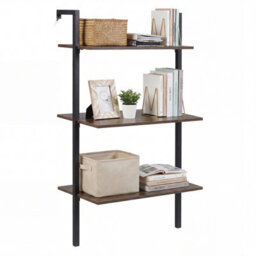 Gainoom 3-Tier Industrial Wall Mounted Shelves Wooden Floating Shelving Unit - thumbnail 1