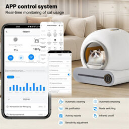 Abrihome 65L Self-Cleaning Cat Litter Box For Multiple Cats, Multi-Litter Compatible, Infrared Sensor & App Control - thumbnail 3