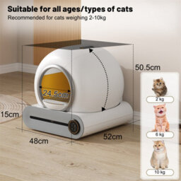 Abrihome 65L Self-Cleaning Cat Litter Box For Multiple Cats, Multi-Litter Compatible, Infrared Sensor & App Control - thumbnail 8