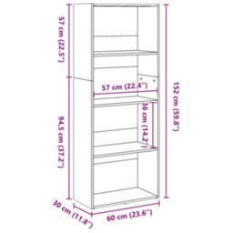 Berkfield Versatile Bookcase Concrete Grey 60X30X152 Cm Engineered Wood - thumbnail 9