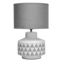 Orsina White Table Lamp, Ribbed Ceramic Base With Gloss Finish, Neutral Fabric Shade Diffuses Light Gently