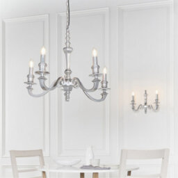 Anson Lighting Francisco Polished Cast Aluminium Classic Candelabra Style 5 Light Ceiling Pendant - thumbnail 5