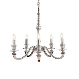 Anson Lighting Francisco Polished Cast Aluminium Classic Candelabra Style 5 Light Ceiling Pendant - thumbnail 1