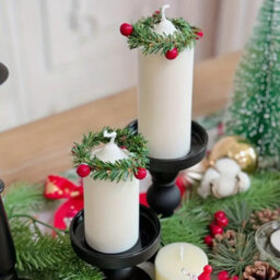 24Pcs Christmas Napkin Rings Needles Wreath Pines Red Berries Live Like Handmade Candle Ring Wreaths Holder Serviette Buckle - thumbnail 5
