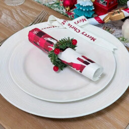 24Pcs Christmas Napkin Rings Needles Wreath Pines Red Berries Live Like Handmade Candle Ring Wreaths Holder Serviette Buckle - thumbnail 4