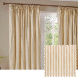 Yard Hebden Striped Cotton Pencil Pleat Curtains, Honey Yellow, (W) 168 X (D) 183Cm